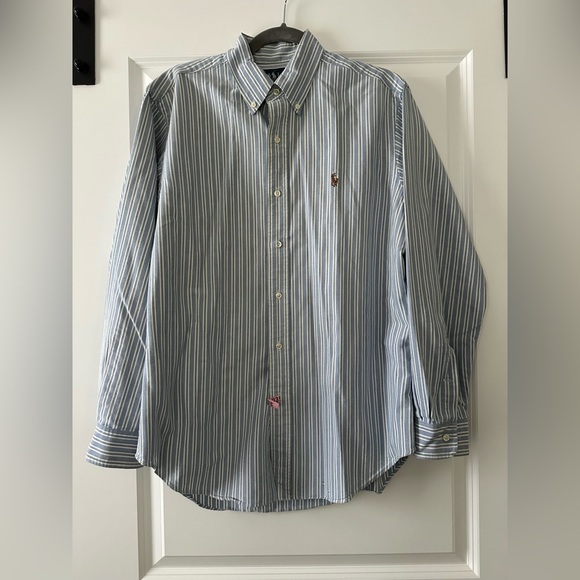 Ralph Lauren Men's Blue and White Striped Shirt - Picture 2 of 3